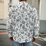 White Paisley Bandana Pattern Print Men's Shirt Jacket