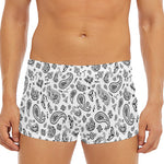White Paisley Bandana Pattern Print Men's Short Boxer Briefs
