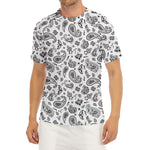 White Paisley Bandana Pattern Print Men's Short Sleeve Rash Guard