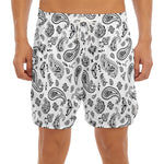 White Paisley Bandana Pattern Print Men's Split Running Shorts