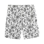 White Paisley Bandana Pattern Print Men's Sports Shorts