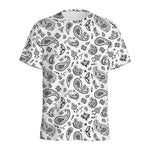 White Paisley Bandana Pattern Print Men's Sports T-Shirt