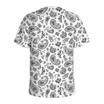 White Paisley Bandana Pattern Print Men's Sports T-Shirt