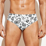 White Paisley Bandana Pattern Print Men's Swim Briefs