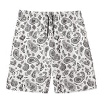 White Paisley Bandana Pattern Print Men's Swim Trunks