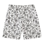 White Paisley Bandana Pattern Print Men's Swim Trunks