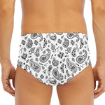 White Paisley Bandana Pattern Print Men's Triangle Swim Briefs