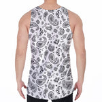 White Paisley Bandana Pattern Print Men's Velvet Tank Top