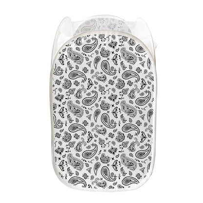 White Paisley Bandana Pattern Print Mesh Laundry Hamper