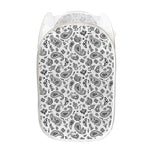 White Paisley Bandana Pattern Print Mesh Laundry Hamper