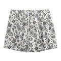 White Paisley Bandana Pattern Print Mesh Shorts