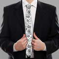 White Paisley Bandana Pattern Print Necktie