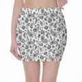 White Paisley Bandana Pattern Print Pencil Mini Skirt