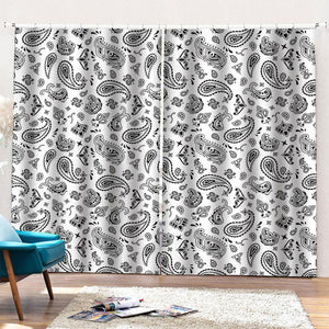 White Paisley Bandana Pattern Print Pencil Pleat Curtains