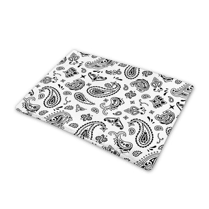 White Paisley Bandana Pattern Print Pet Cooling Mat Cover