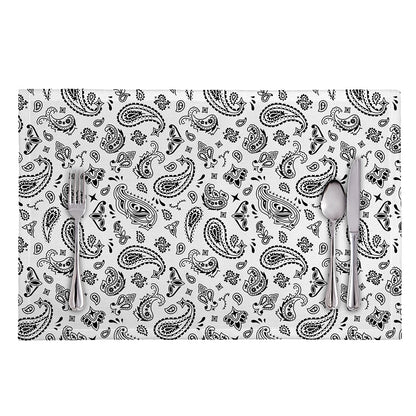 White Paisley Bandana Pattern Print Placemat