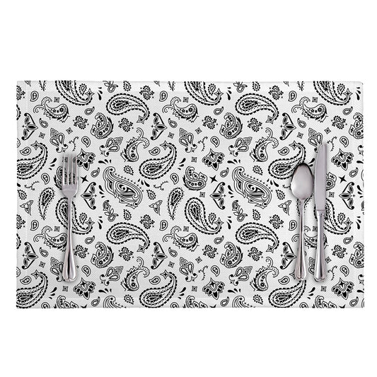White Paisley Bandana Pattern Print Placemat
