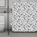 White Paisley Bandana Pattern Print Polyester Shower Curtain