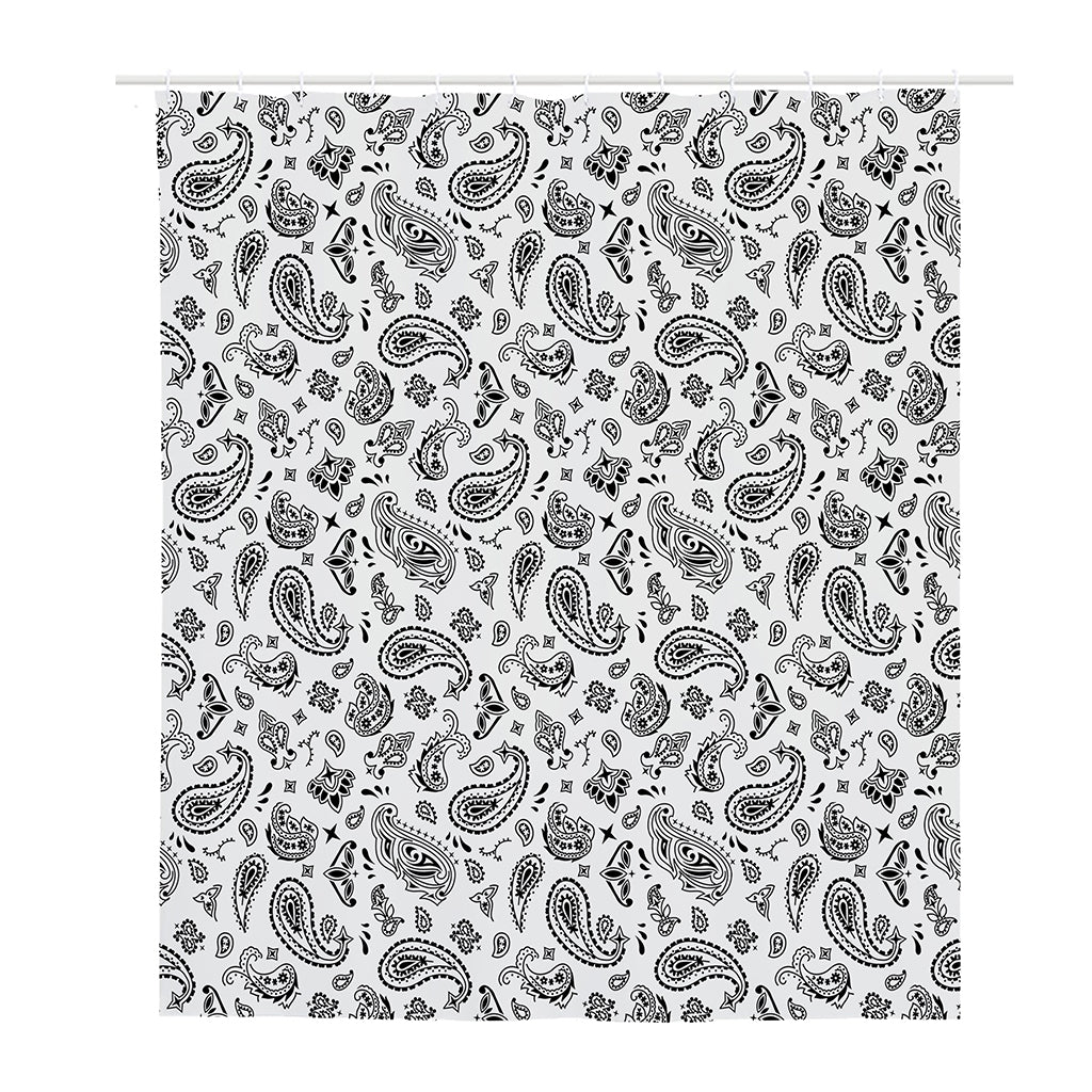 White Paisley Bandana Pattern Print Polyester Shower Curtain