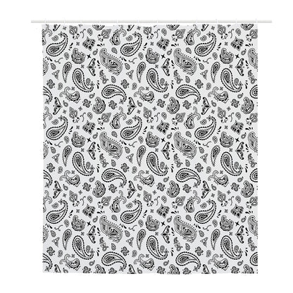 White Paisley Bandana Pattern Print Polyester Shower Curtain