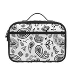 White Paisley Bandana Pattern Print Portable Lunch Bag