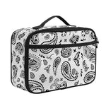 White Paisley Bandana Pattern Print Portable Lunch Bag