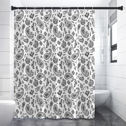 White Paisley Bandana Pattern Print Premium Shower Curtain