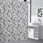 White Paisley Bandana Pattern Print Premium Shower Curtain