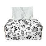 White Paisley Bandana Pattern Print Rectangle Tissue Box Cover