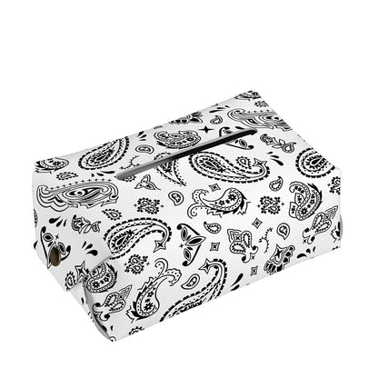 White Paisley Bandana Pattern Print Rectangle Tissue Box Cover