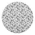 White Paisley Bandana Pattern Print Round Blanket