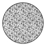 White Paisley Bandana Pattern Print Round Floor Mat