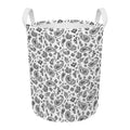 White Paisley Bandana Pattern Print Round Laundry Basket