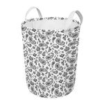 White Paisley Bandana Pattern Print Round Laundry Basket