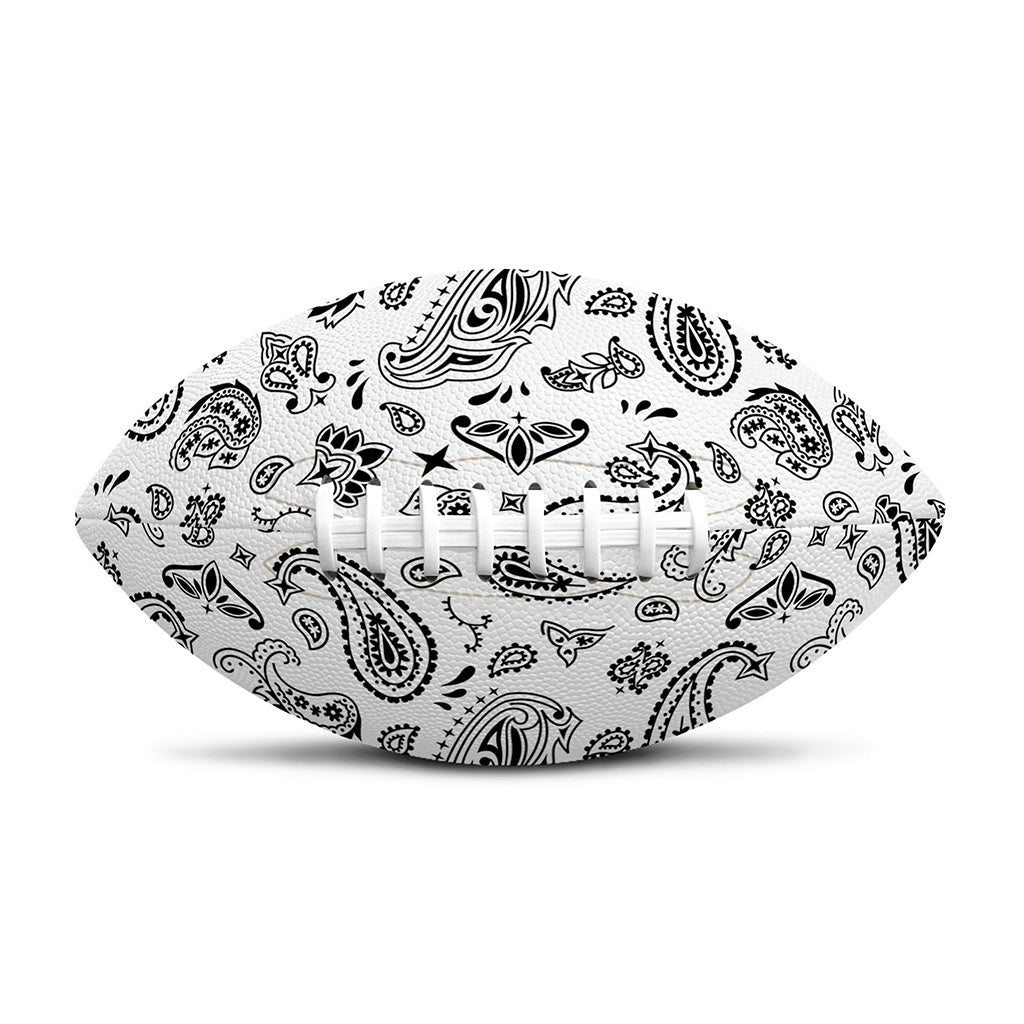 White Paisley Bandana Pattern Print Rugby Ball