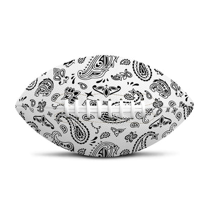 White Paisley Bandana Pattern Print Rugby Ball
