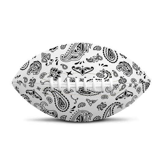 White Paisley Bandana Pattern Print Rugby Ball