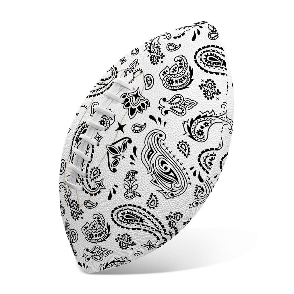 White Paisley Bandana Pattern Print Rugby Ball