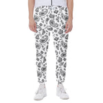 White Paisley Bandana Pattern Print Scuba Joggers
