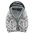 White Paisley Bandana Pattern Print Sherpa Lined Zip Up Hoodie