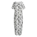 White Paisley Bandana Pattern Print Short Sleeve Long Nightdress