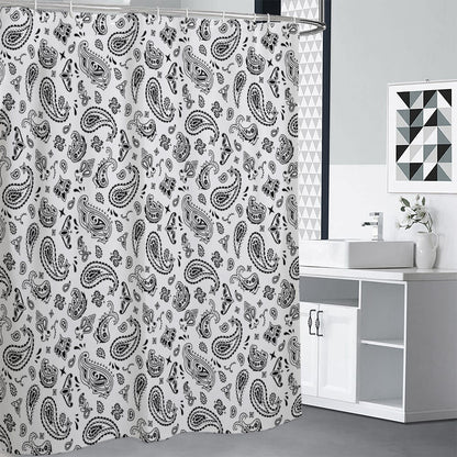 White Paisley Bandana Pattern Print Shower Curtain