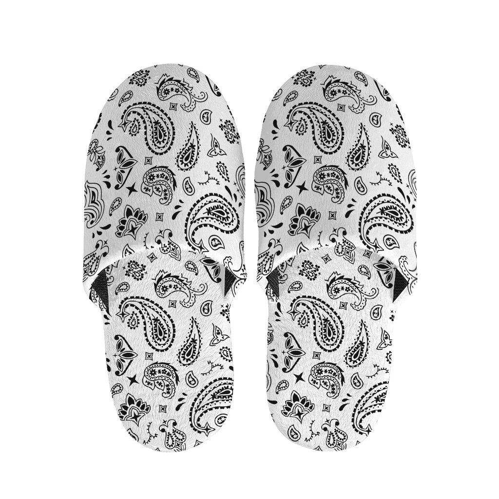 White Paisley Bandana Pattern Print Slippers