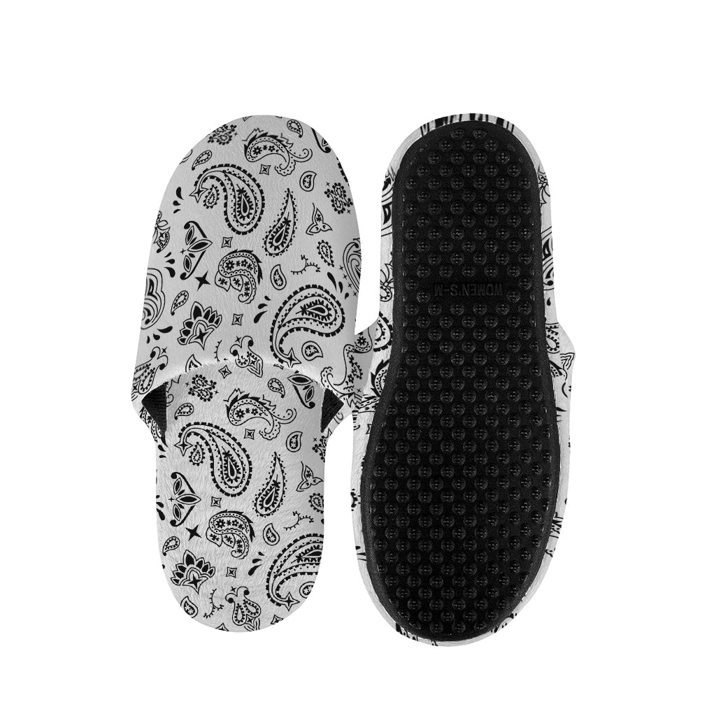 White Paisley Bandana Pattern Print Slippers