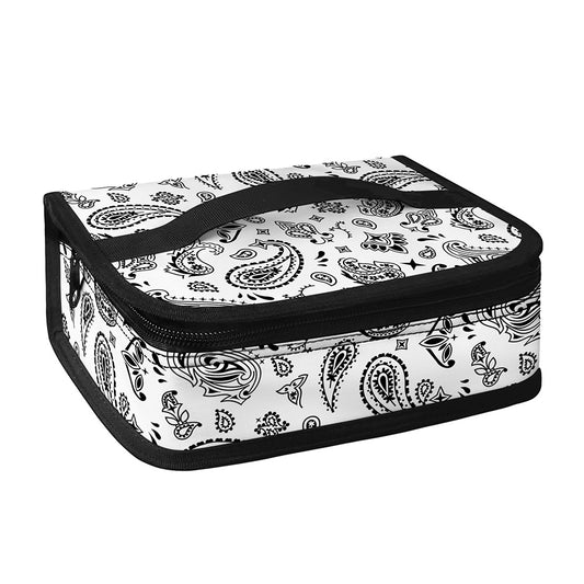 White Paisley Bandana Pattern Print Small Lunch Bag