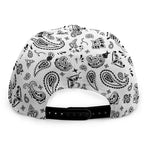 White Paisley Bandana Pattern Print Snapback Cap