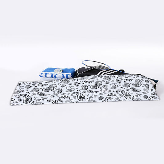 White Paisley Bandana Pattern Print Sports Towel