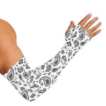 White Paisley Bandana Pattern Print Sun Protection Arm Sleeves