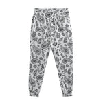 White Paisley Bandana Pattern Print Sweatpants