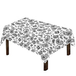 White Paisley Bandana Pattern Print Tablecloth